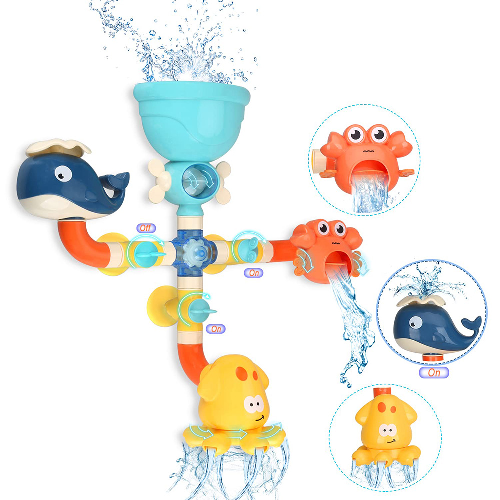 (3pcs without box) Baby Bath Toys Bathtub DIY Pipes Tubes Bath Time Water Game Spray Swimming Bathroom Toys for Toddlers Kids Gifts Birthday Gift