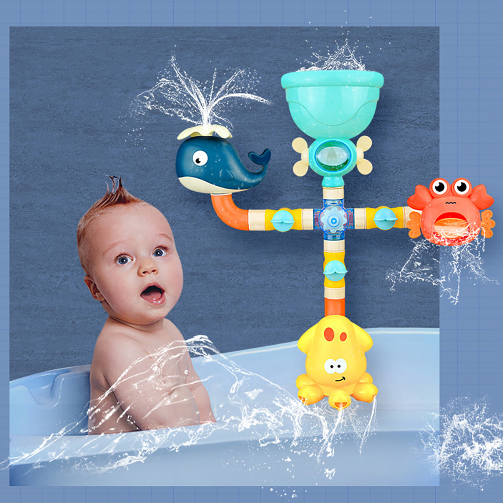 (3pcs without box) Baby Bath Toys Bathtub DIY Pipes Tubes Bath Time Water Game Spray Swimming Bathroom Toys for Toddlers Kids Gifts Birthday Gift