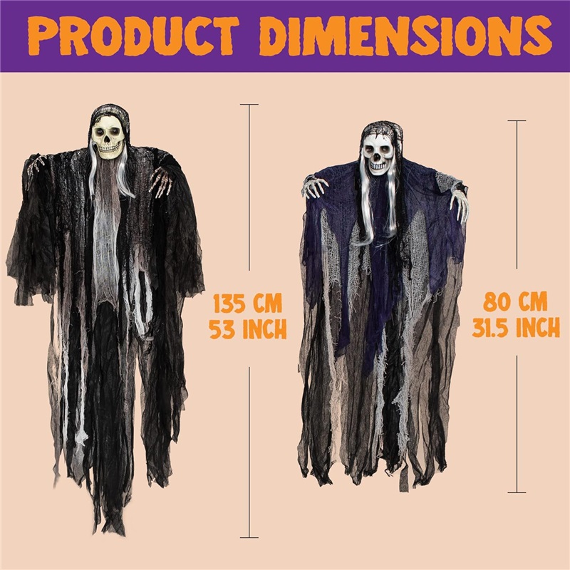 (B) Halloween Decorations Hanging Ghost Crawling Ghost Long Haired Ghost Party Haunted House Escape Room Horror Atmosphere