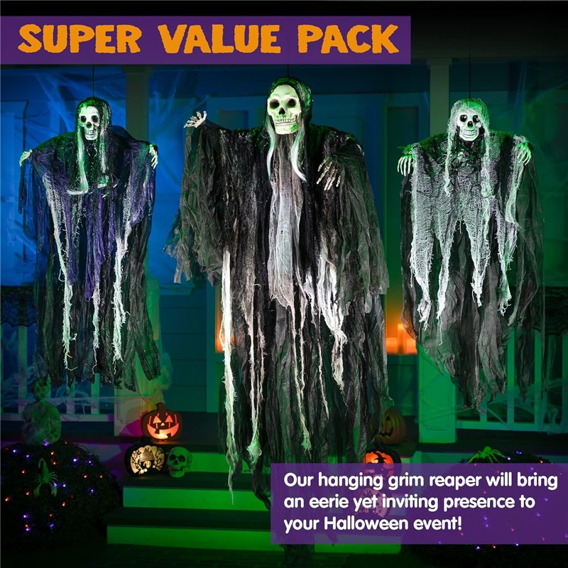 (B) Halloween Decorations Hanging Ghost Crawling Ghost Long Haired Ghost Party Haunted House Escape Room Horror Atmosphere