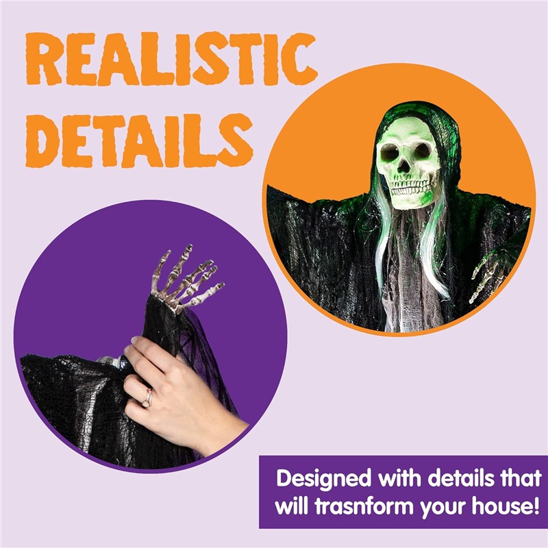 (B) Halloween Decorations Hanging Ghost Crawling Ghost Long Haired Ghost Party Haunted House Escape Room Horror Atmosphere