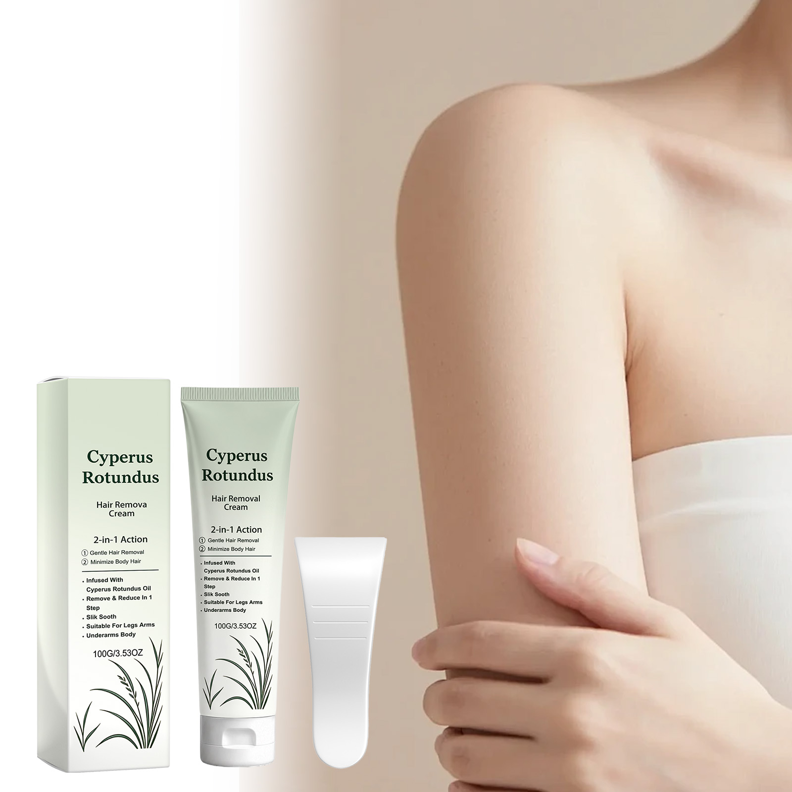 Cyperus Rotundus Hair Removal Cream Daily Mild Cleansing Moisturizing Nourishing Delicate Skin Body Limbs Depilation Care Ointment