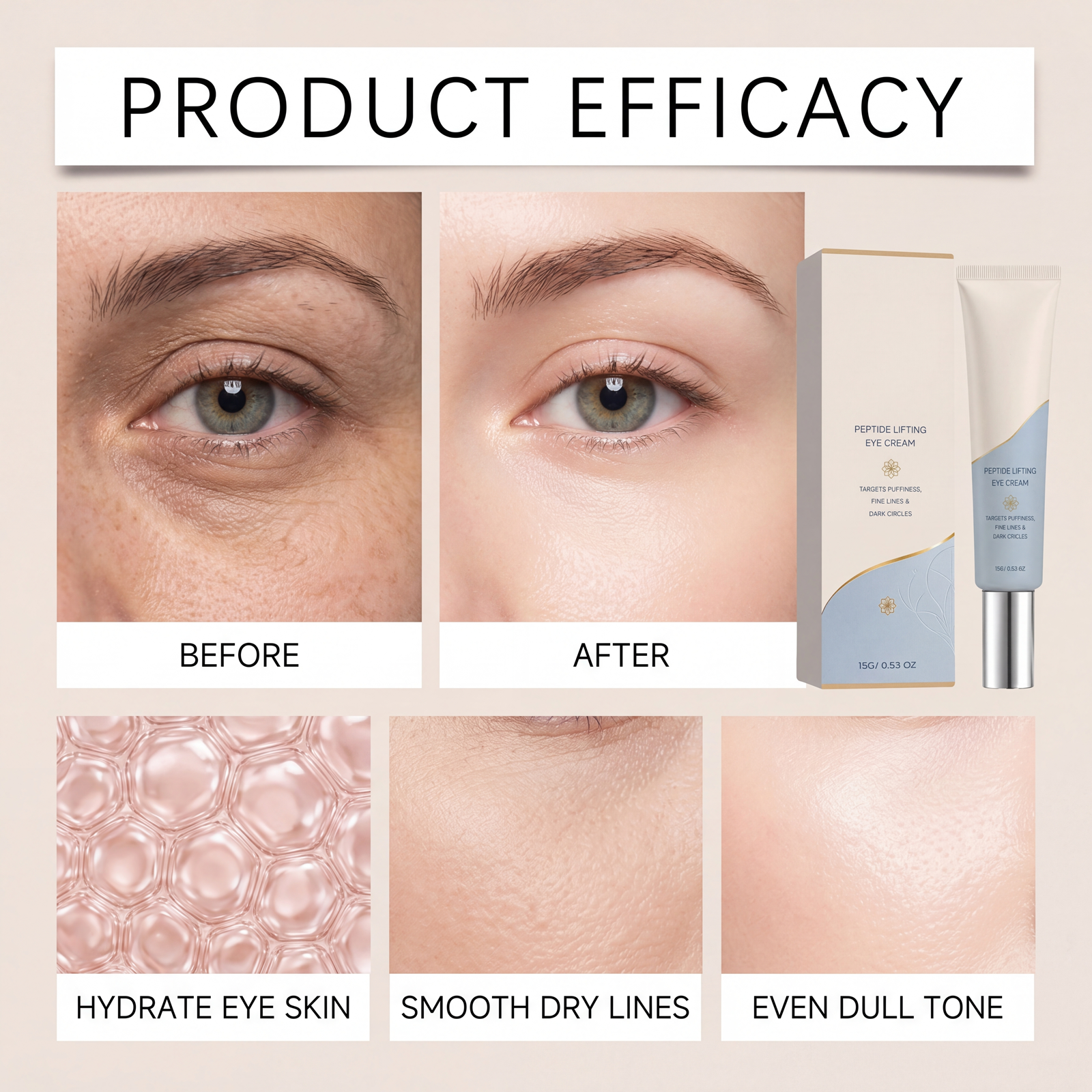 Eye Cream Mild Ingredients Light Texture Hydrating Soft Moisturizing Care Daily Massage Around Eye Skin Smear