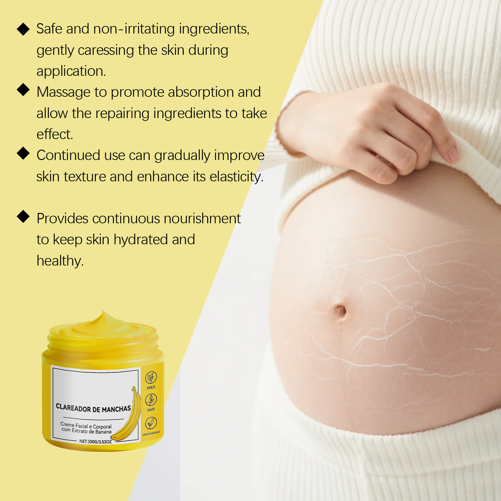 Banana Nourishing Moisturizing Cream Mild Ingredients Hydrate Moisturize Soft Smooth Whole Body Skin Daily Care Lotion