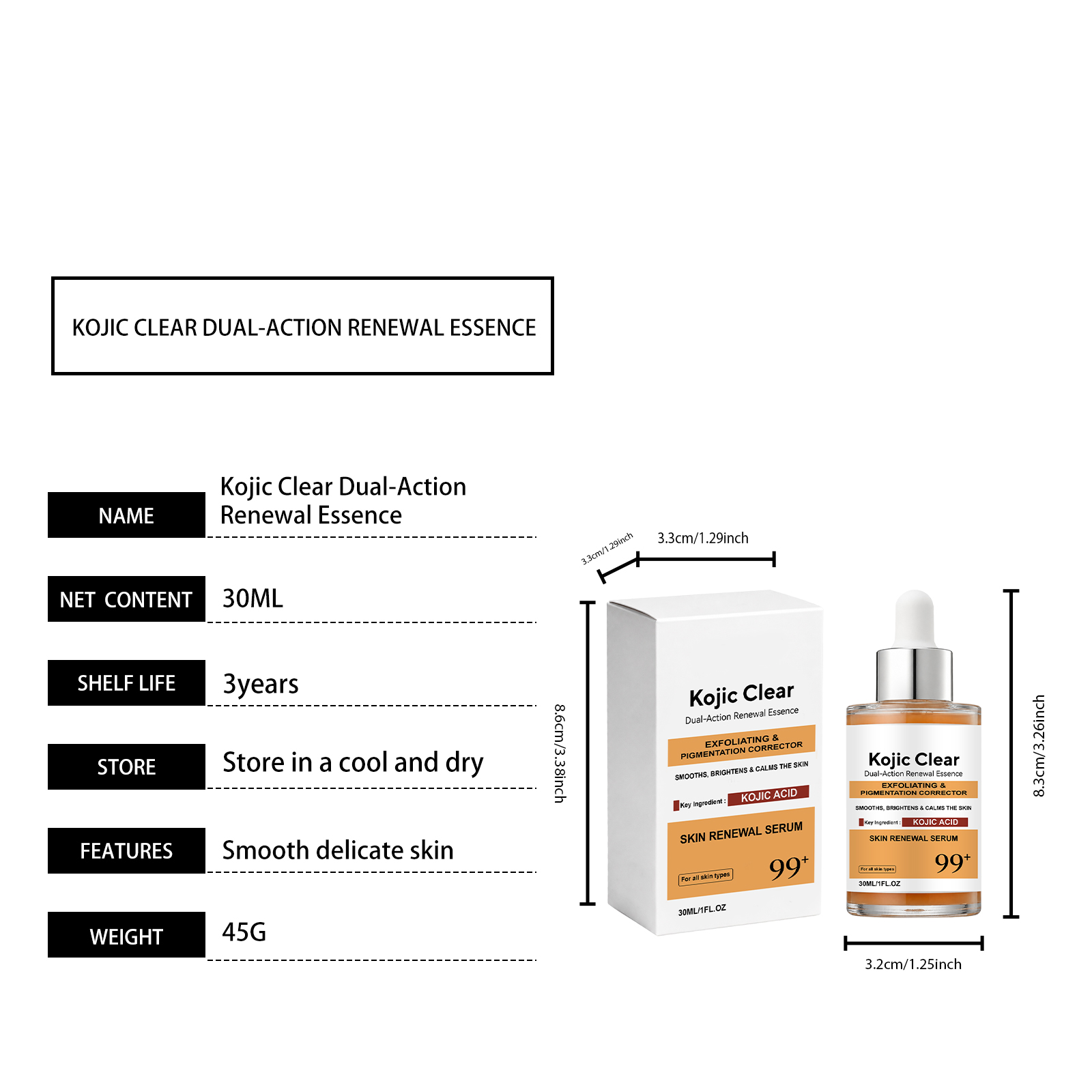 Kojic Brightening Essence Liquid Smooth Delicate Even Luminous Moisturizing Hydrating Nourishing Repair Facial Skin Daily Care