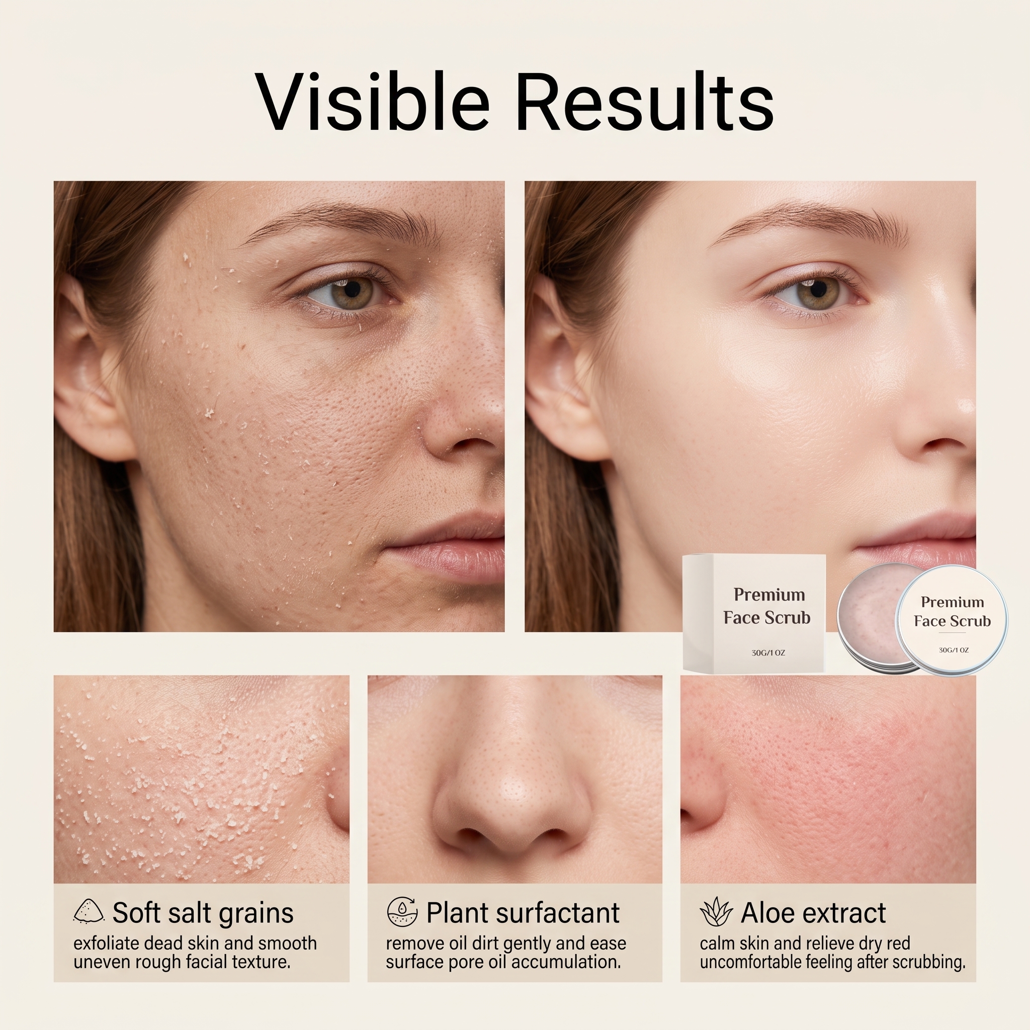 Facial Scrub Soft Moist Hydrate Care Refreshed Smooth Daily Clean Face Skin Cutin Pores