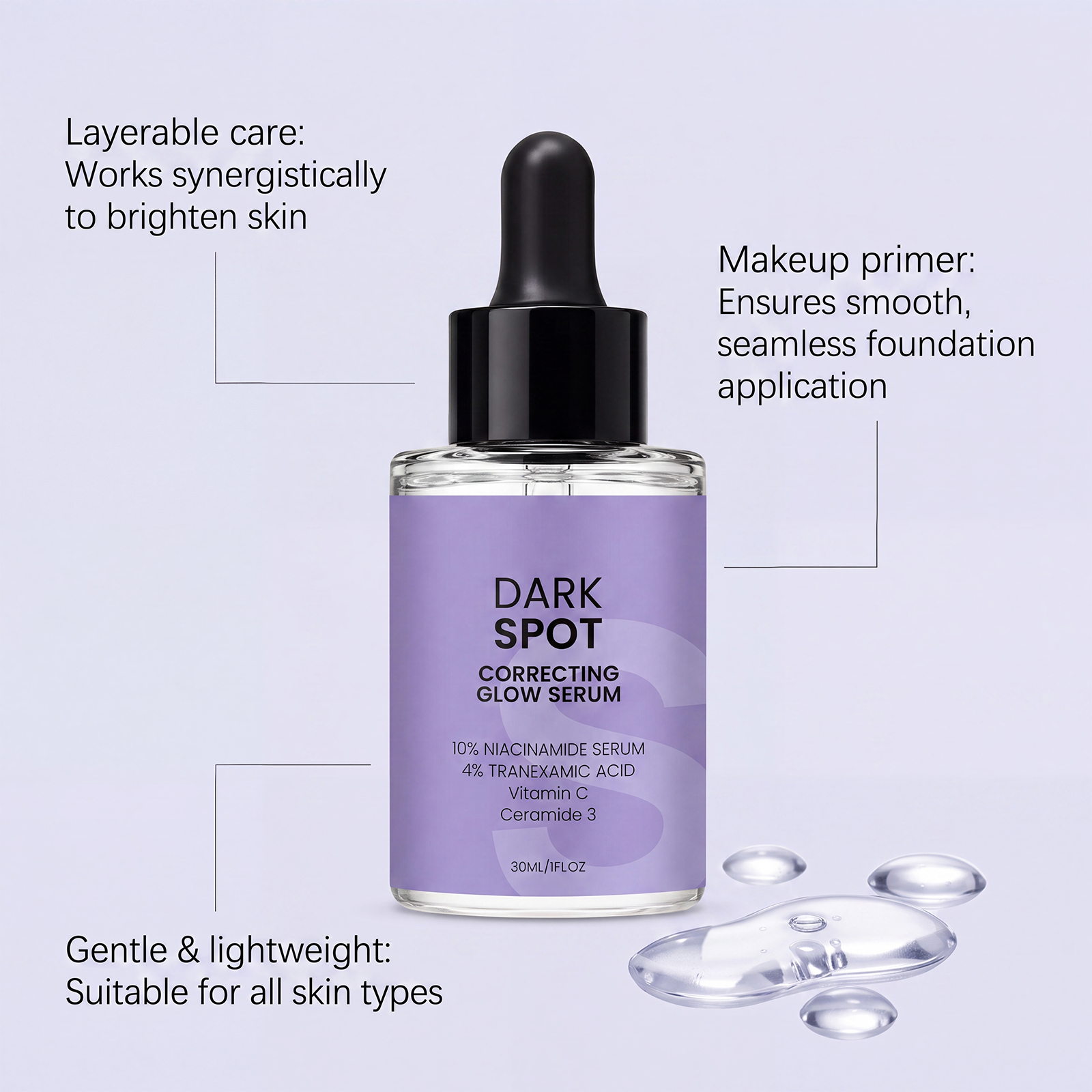 Brightening Facial Essence Liquid Moisturizing Hydrating Light Non Sticky Daily Long Lasting Skin Care