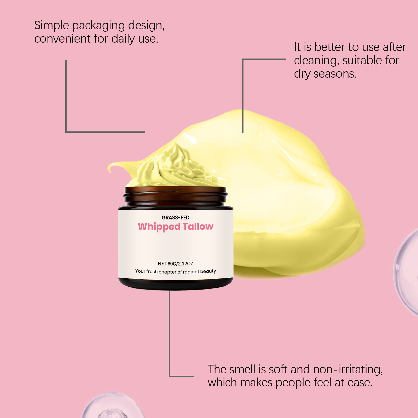 Cream Tallow Mild Moisturizing Hydrating Refreshing Body Skin Daily Massage Care Lotion