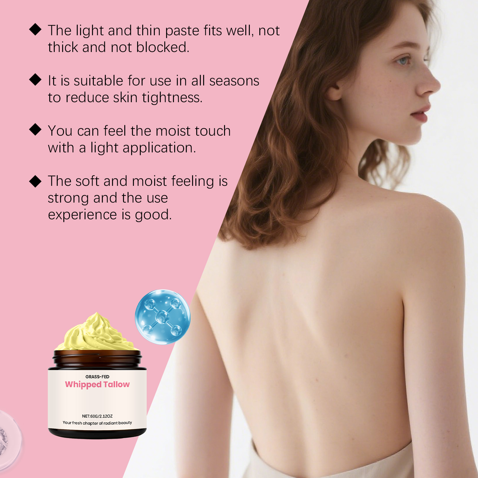 Cream Tallow Mild Moisturizing Hydrating Refreshing Body Skin Daily Massage Care Lotion