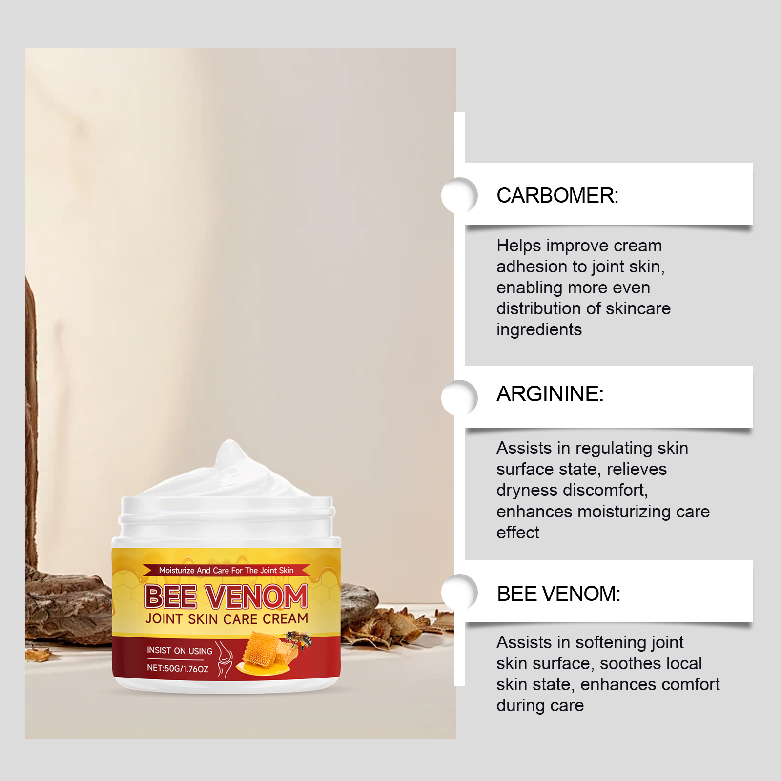 Bee Venom Joint Care Cream Mild Nourishing Refreshing Comfortable Daily Portable Body Joint Care