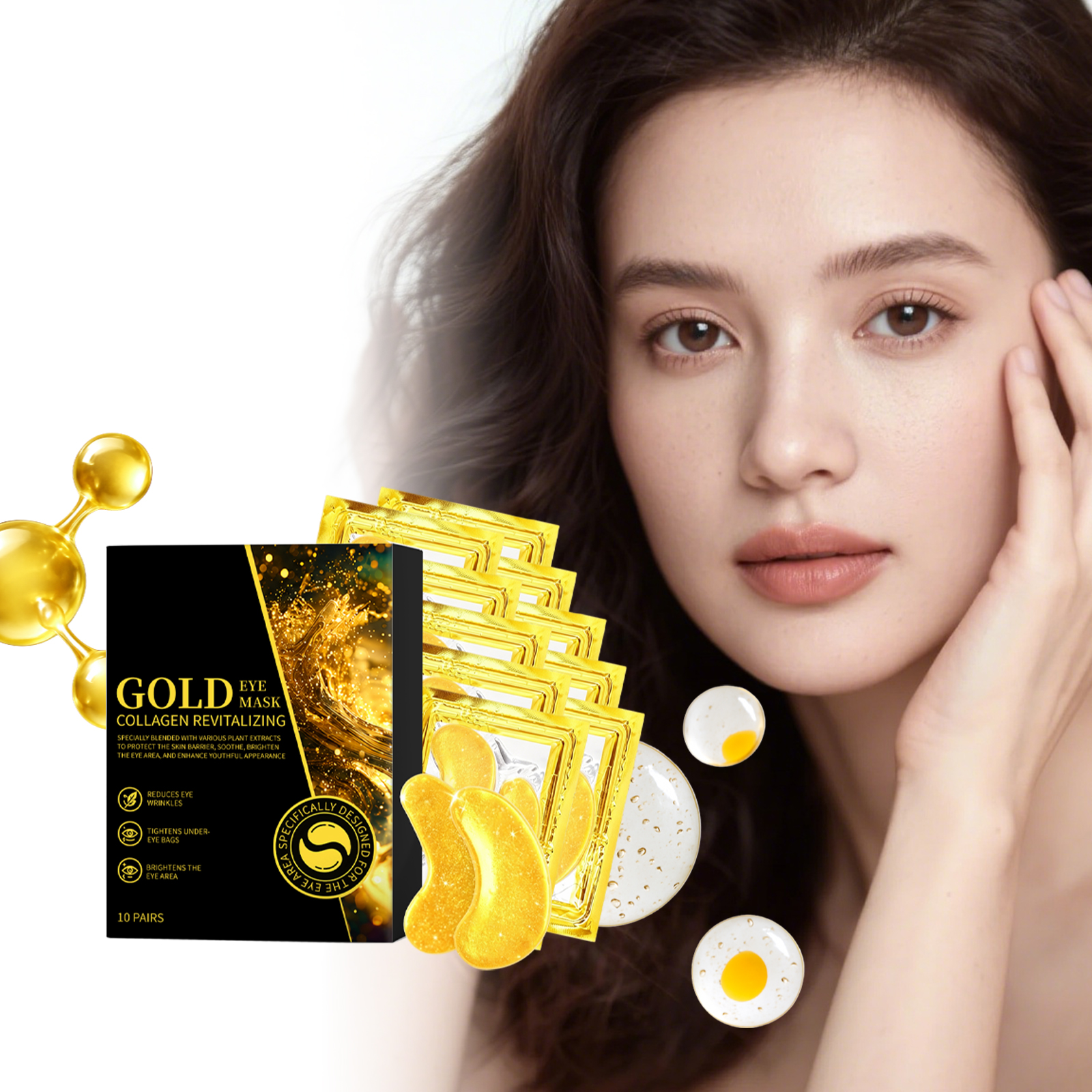 Hydrating Gold Eye Mask Nourishes Moisturizes Smoothes Fine Lines Around Eye Skin