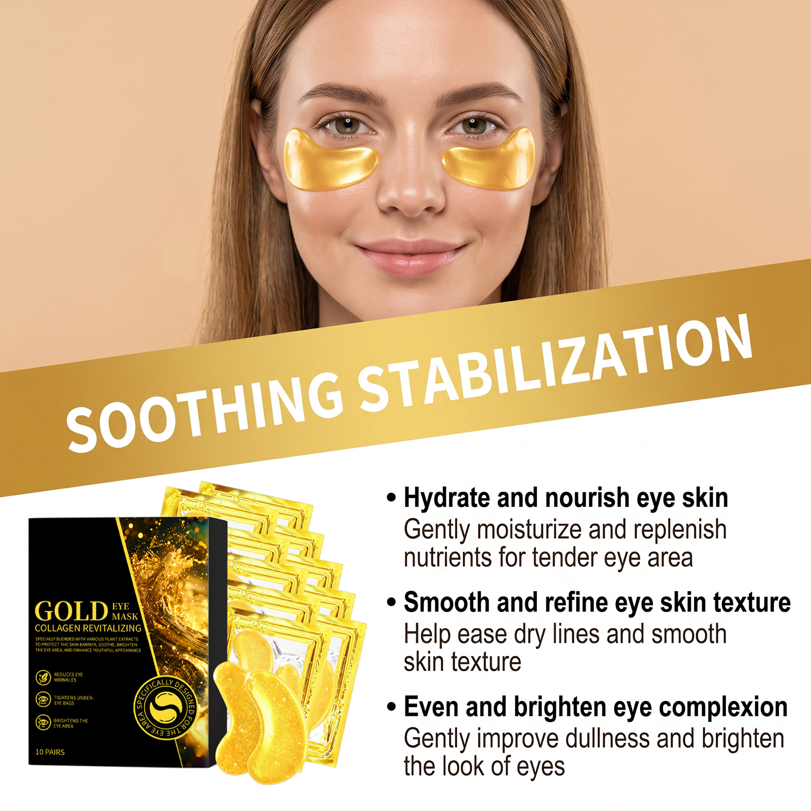 Hydrating Gold Eye Mask Nourishes Moisturizes Smoothes Fine Lines Around Eye Skin