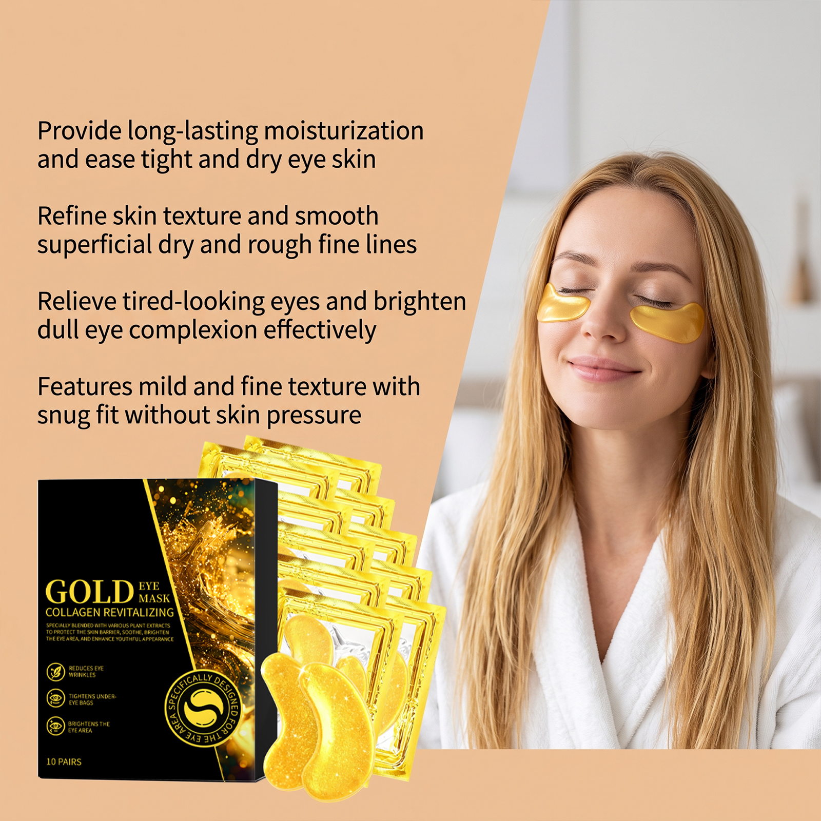 Hydrating Gold Eye Mask Nourishes Moisturizes Smoothes Fine Lines Around Eye Skin