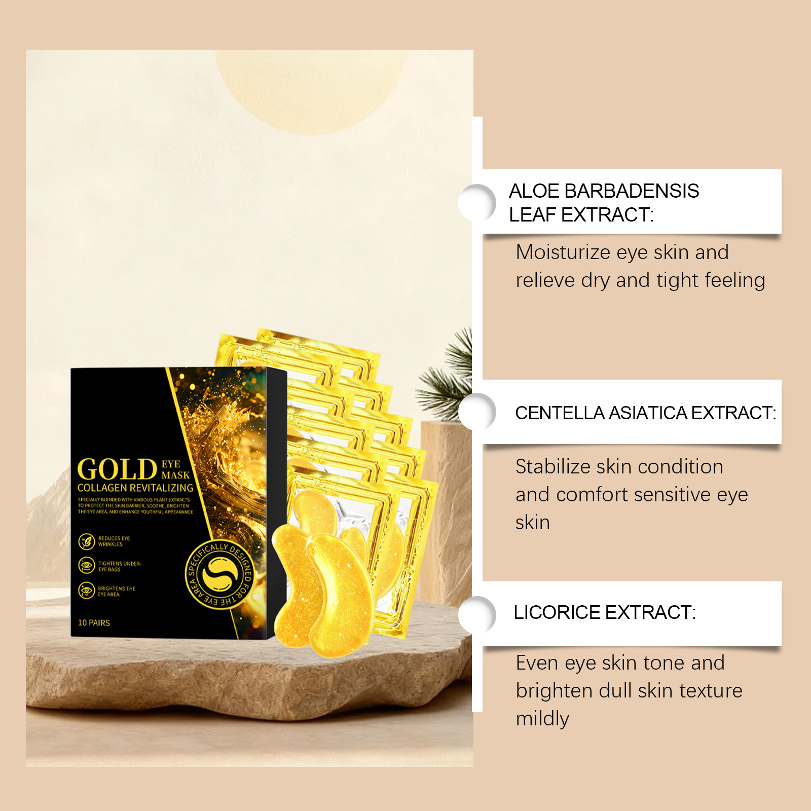 Hydrating Gold Eye Mask Nourishes Moisturizes Smoothes Fine Lines Around Eye Skin