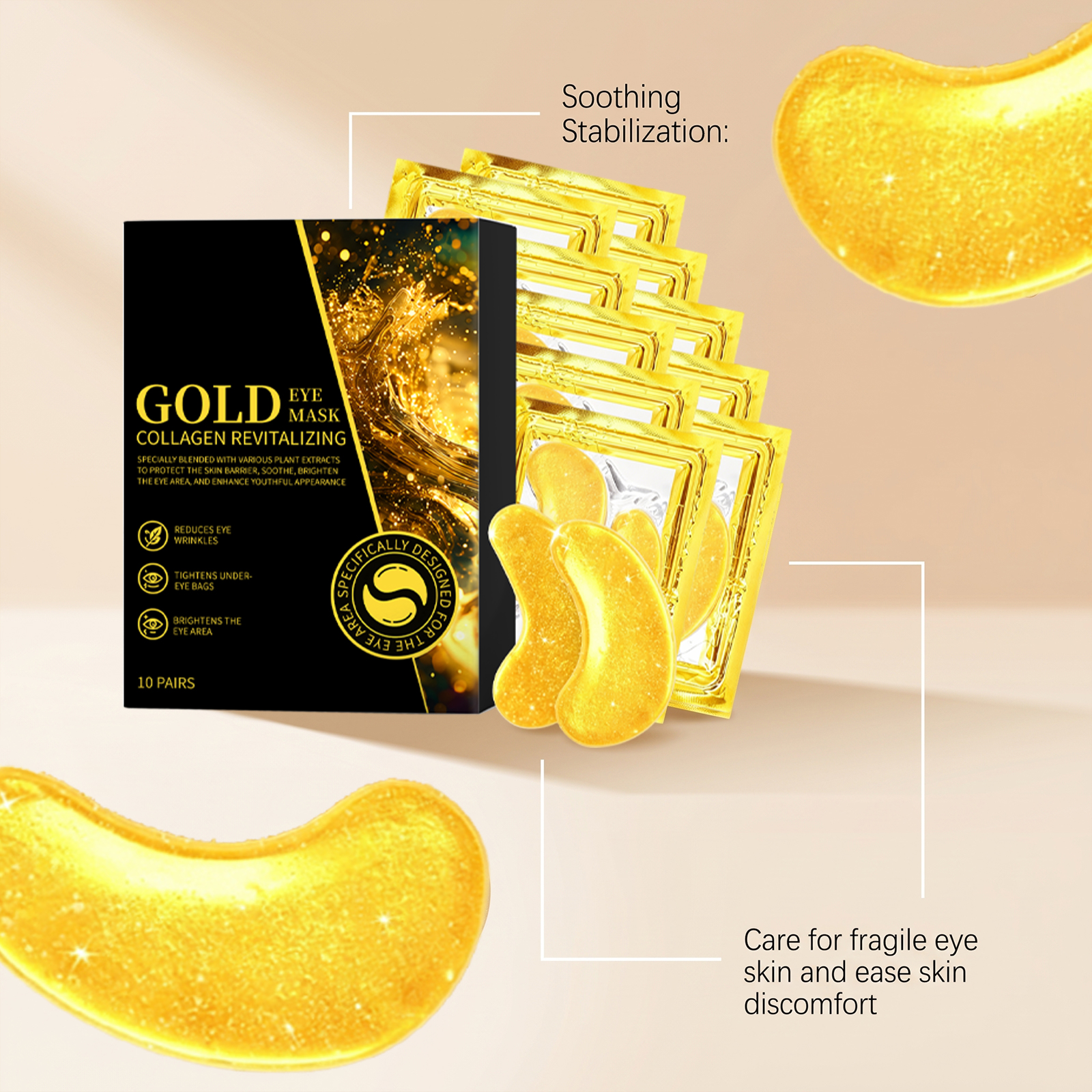 Hydrating Gold Eye Mask Nourishes Moisturizes Smoothes Fine Lines Around Eye Skin