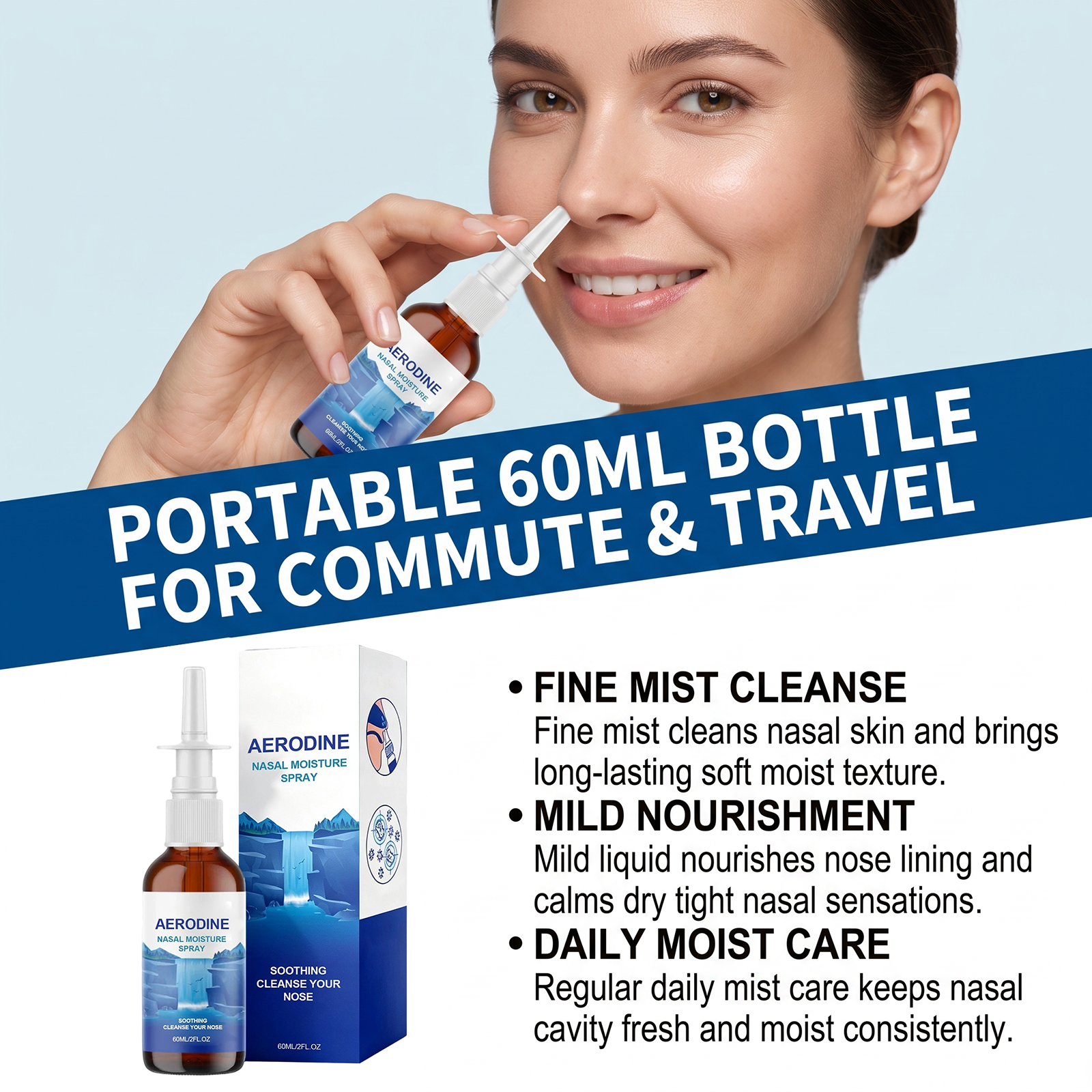 Nasal Cleansing Spray Gentle Mild Comfort Fresh Care Nose Interior Daily Portable Protection