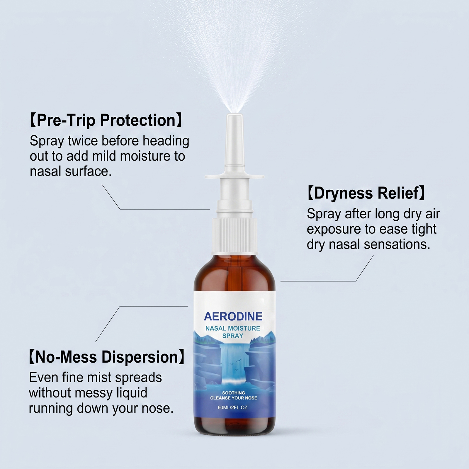 Nasal Cleansing Spray Gentle Mild Comfort Fresh Care Nose Interior Daily Portable Protection