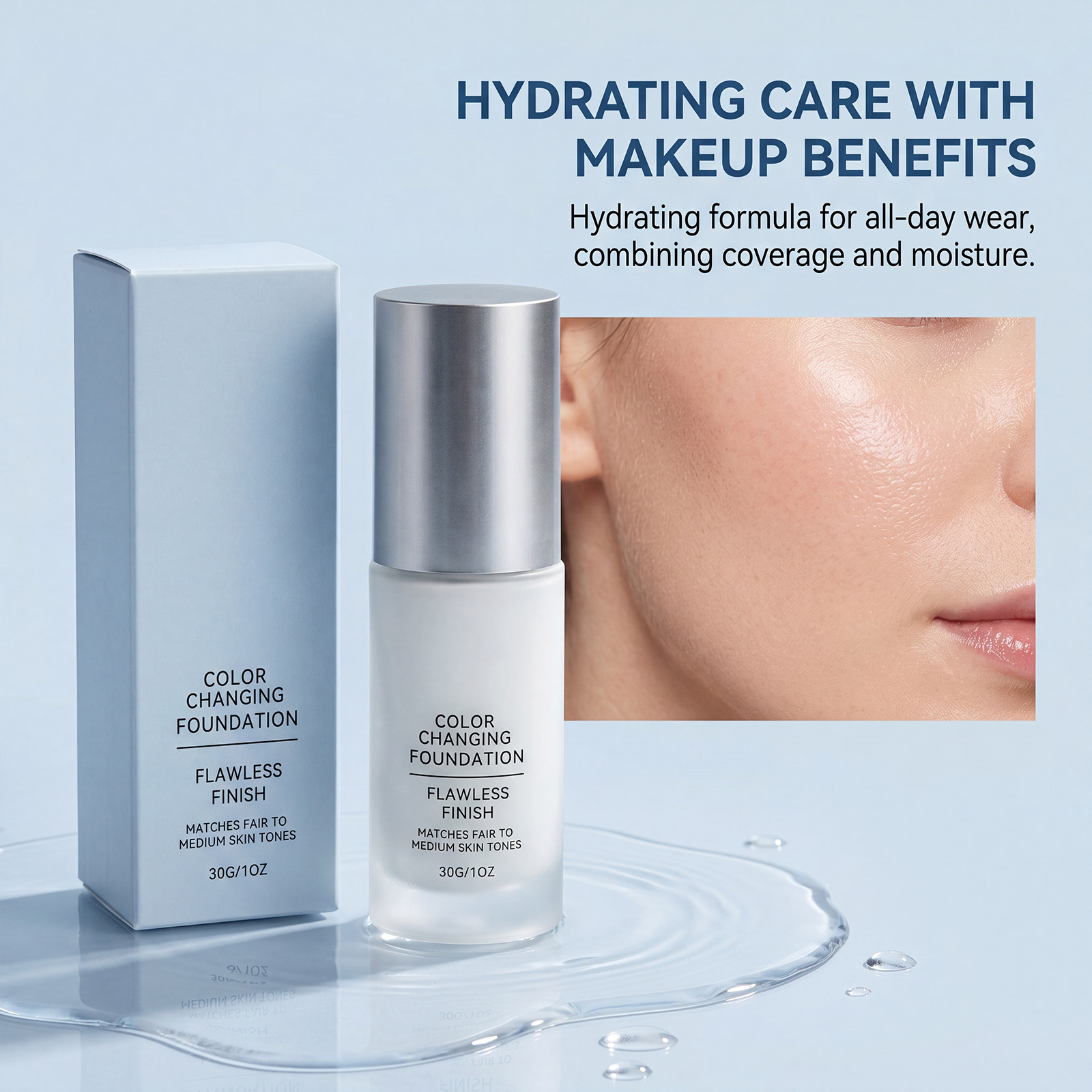 Natural Color Changing Light Makeup Foundation Natural Concealer Moisturizing Transparent Soft Skin Fit Makeup Thin Foundation