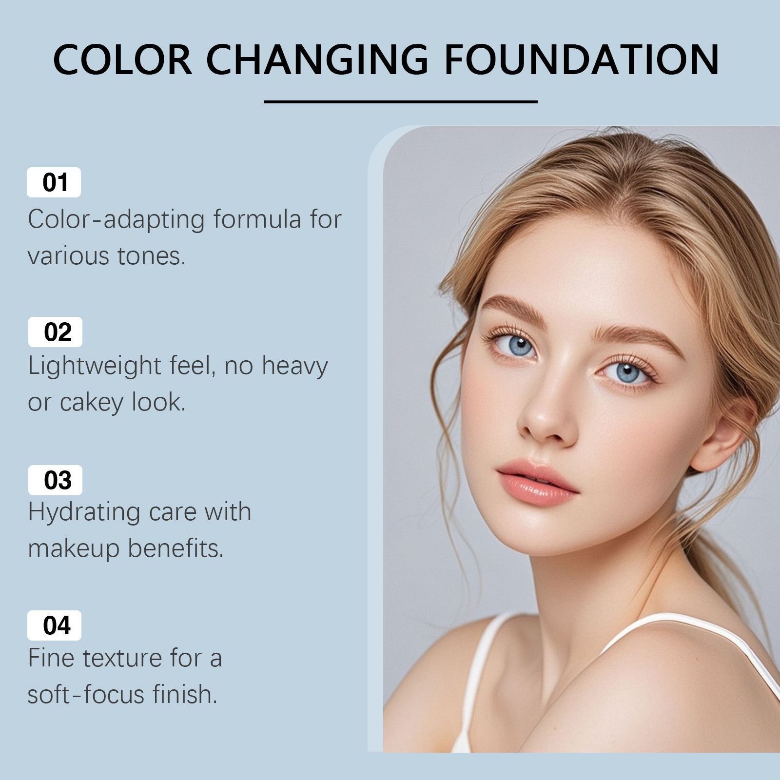 Natural Color Changing Light Makeup Foundation Natural Concealer Moisturizing Transparent Soft Skin Fit Makeup Thin Foundation