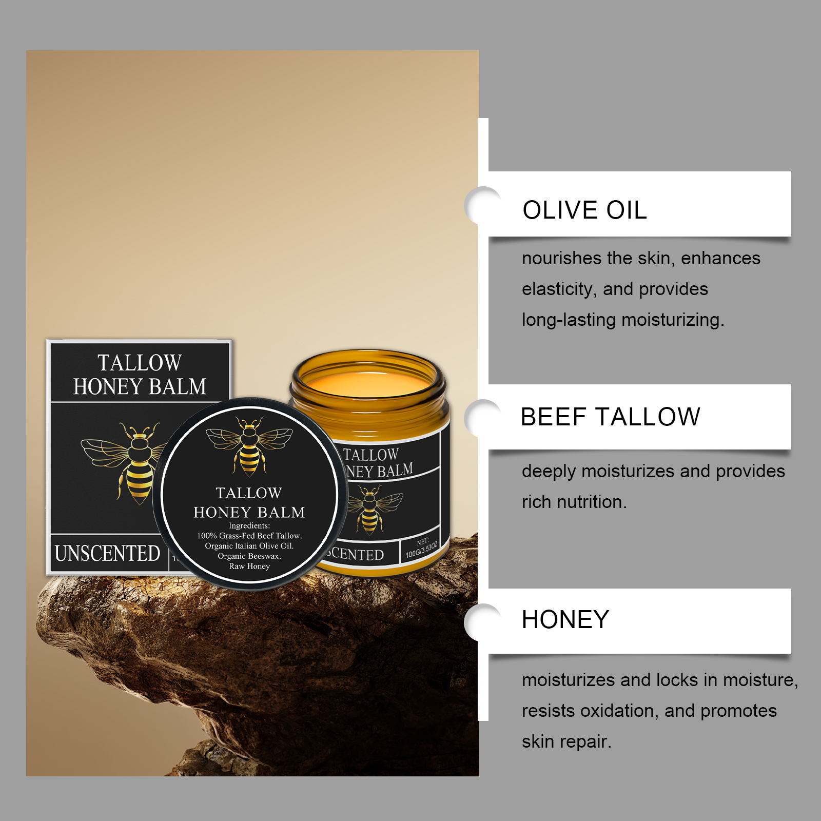 Honey Tallow Moisturizing Cream Nourish Protect Skin Elastic Hydrate Skin Daily Care Smear Cream