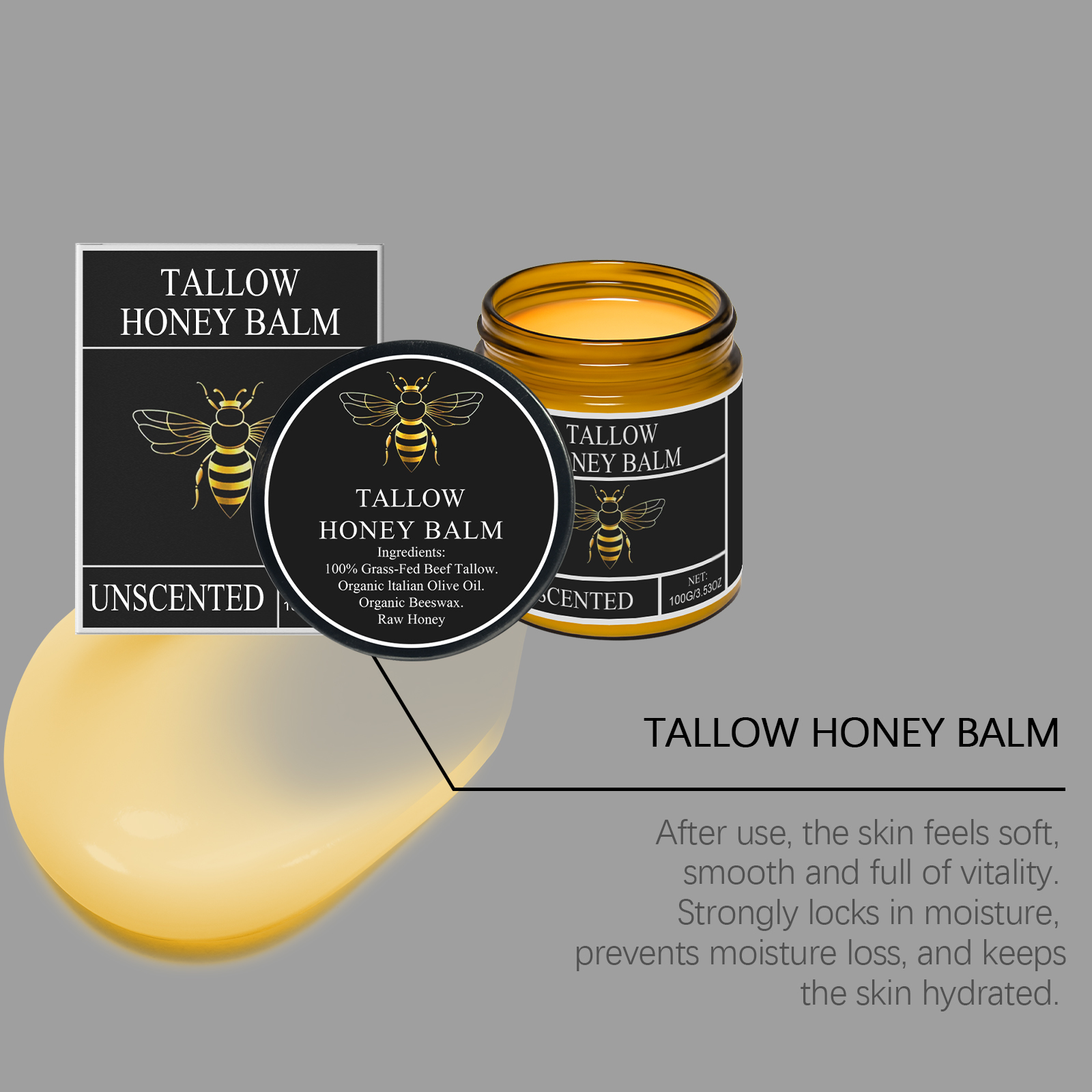 Honey Tallow Moisturizing Cream Nourish Protect Skin Elastic Hydrate Skin Daily Care Smear Cream