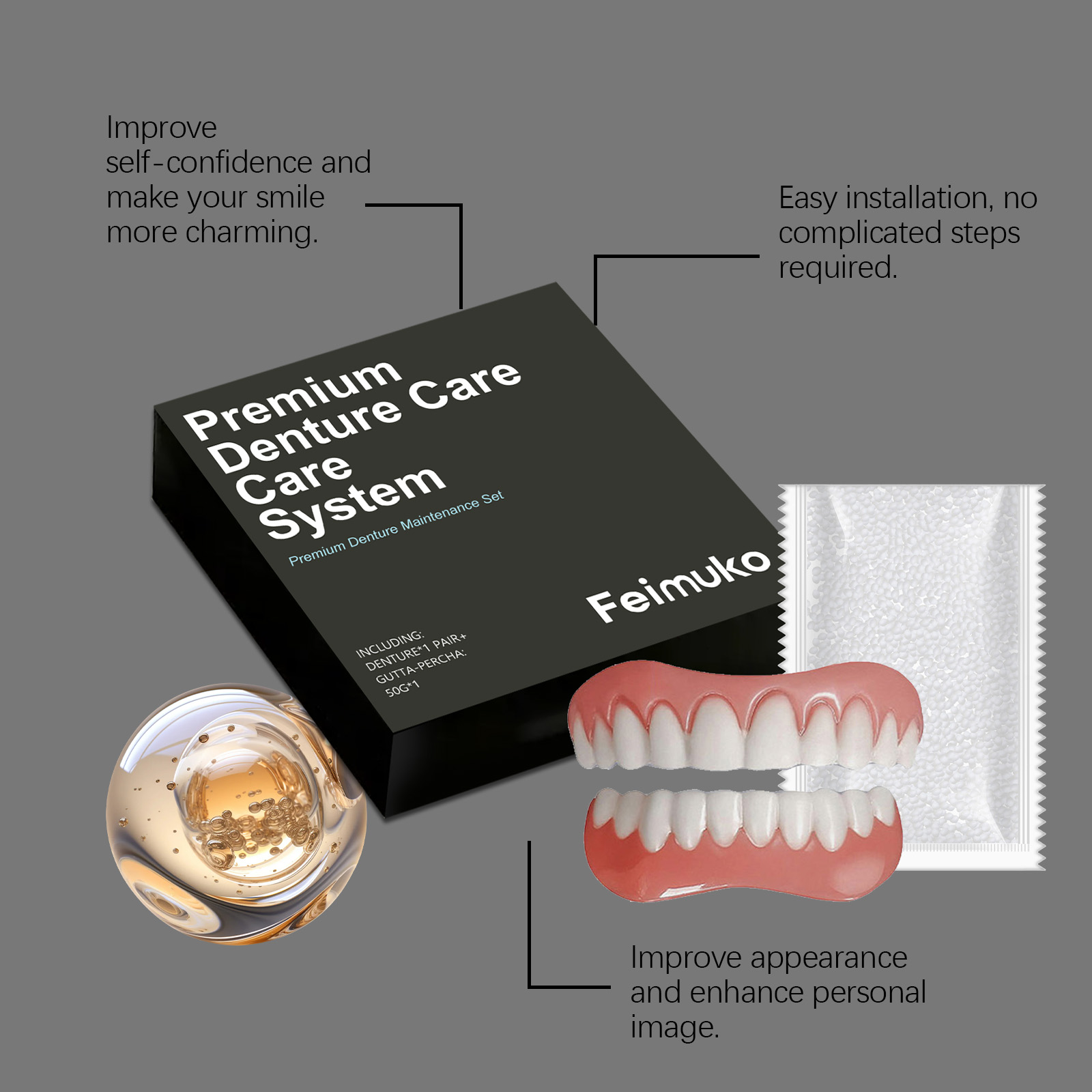 Denture Decorating Set Show Smile Beauty Natural Fit Comfortable Material Convenient False Teeth