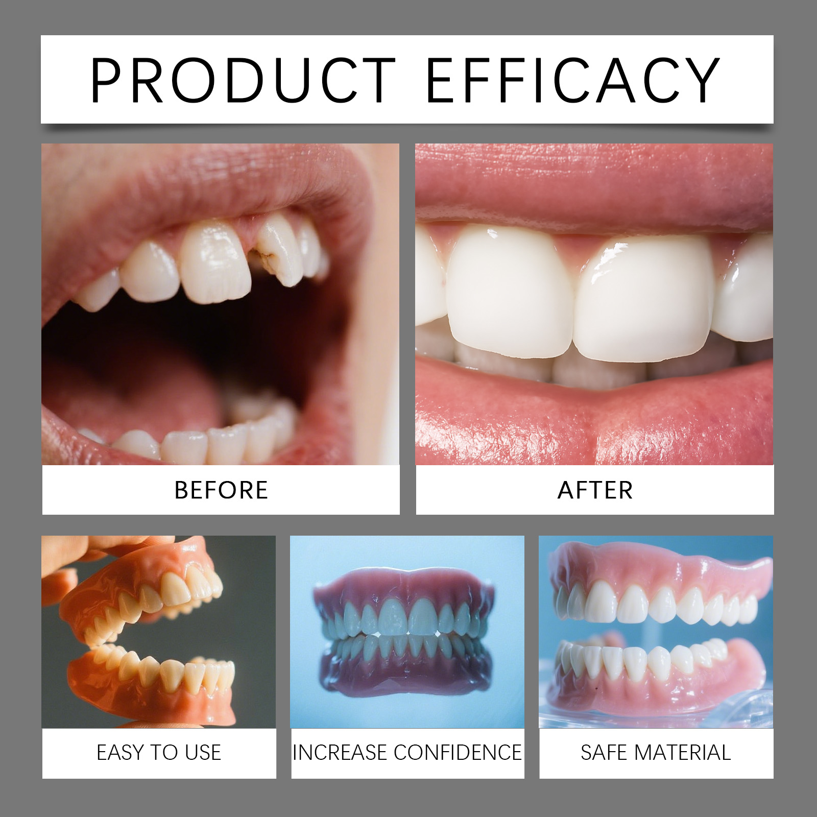 Denture Decorating Set Show Smile Beauty Natural Fit Comfortable Material Convenient False Teeth