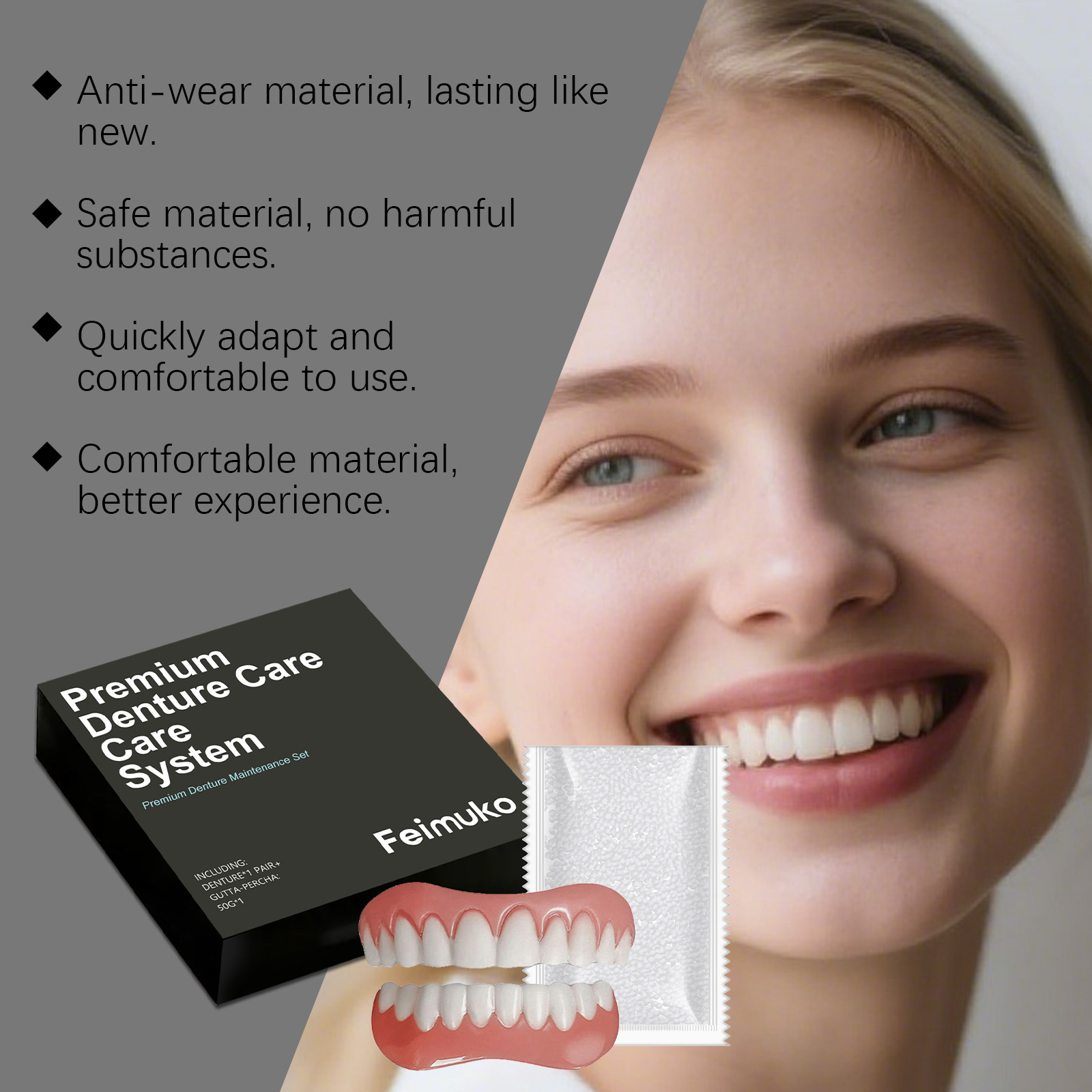 Denture Decorating Set Show Smile Beauty Natural Fit Comfortable Material Convenient False Teeth
