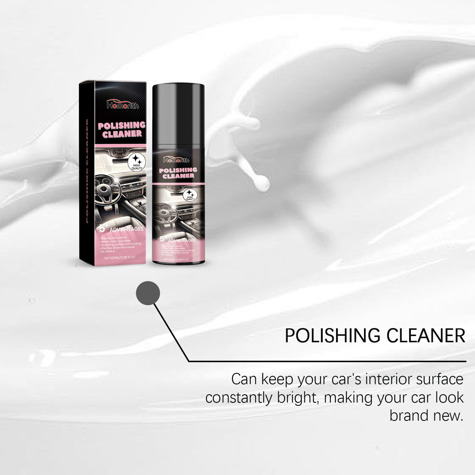 Car Interior Polish Agent Polishing Renew Decontamination Maintenance Care Shine Anti Pollution