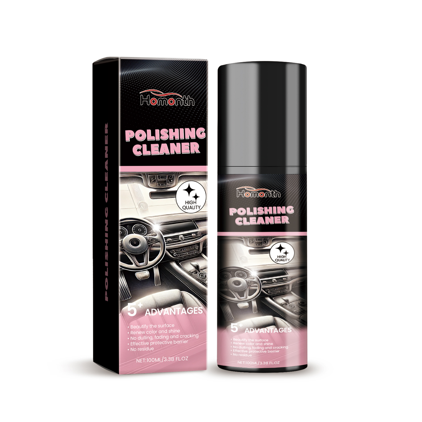 Car Interior Polish Agent Polishing Renew Decontamination Maintenance Care Shine Anti Pollution