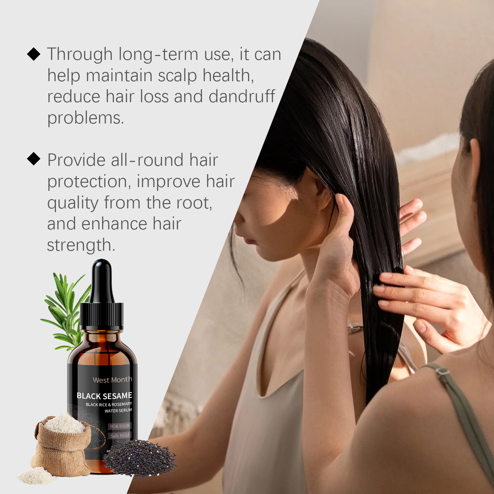 Black Sesame Hair Essence Oil Nourishing Smoothing Frizz Control For Dry Damaged Hair Daily Care Treatment