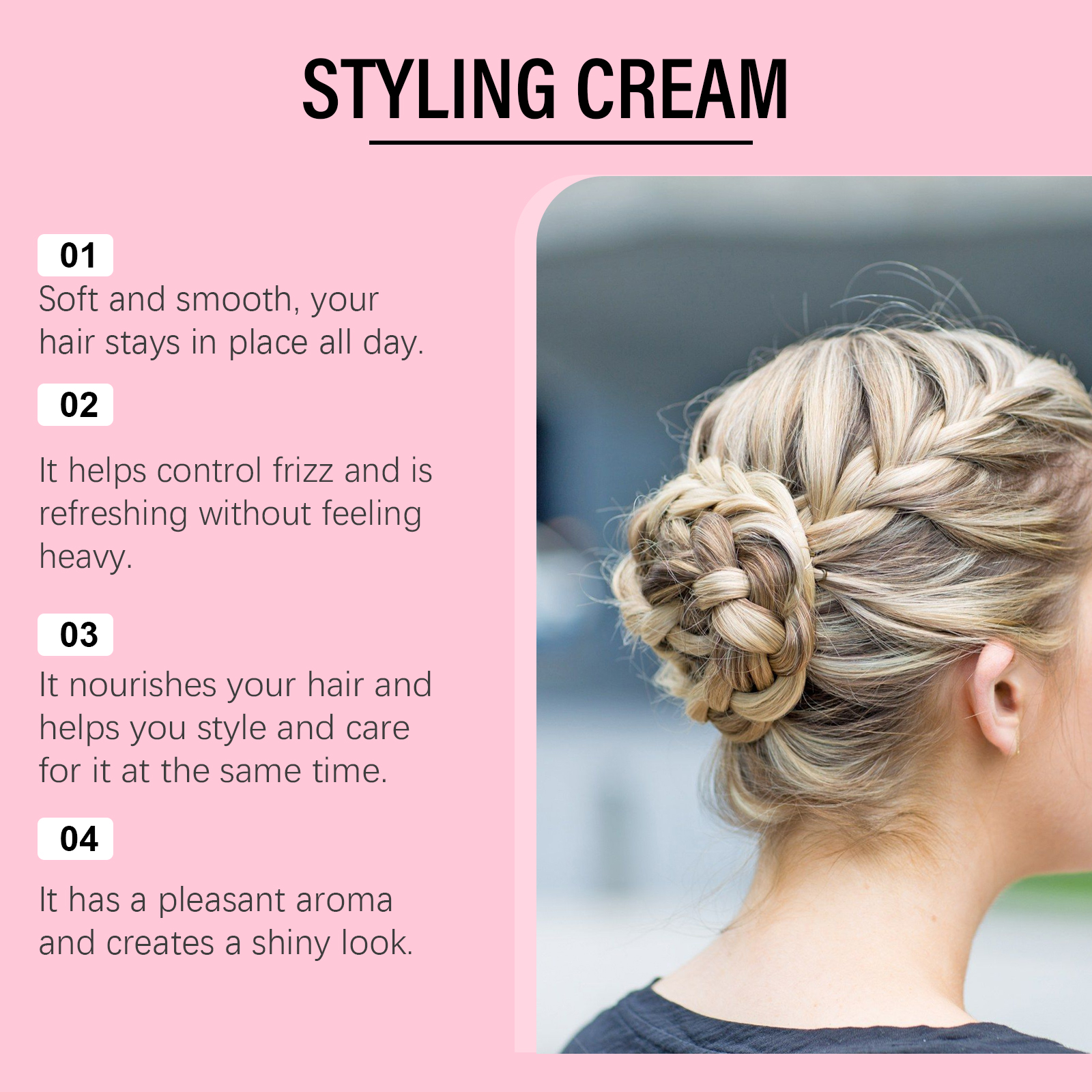 Hair Styling Cream Moisturizing Shaping Frizz Control Natural Hold For Daily Smooth And Manageable Hair Care