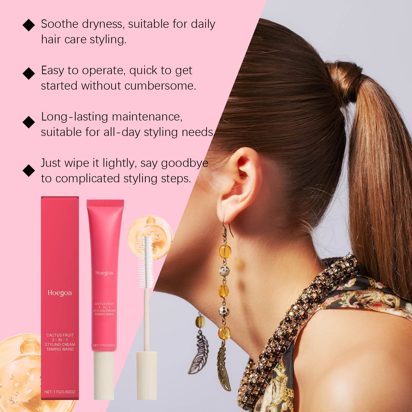 Hair Styling Cream Moisturizing Shaping Frizz Control Natural Hold For Daily Smooth And Manageable Hair Care