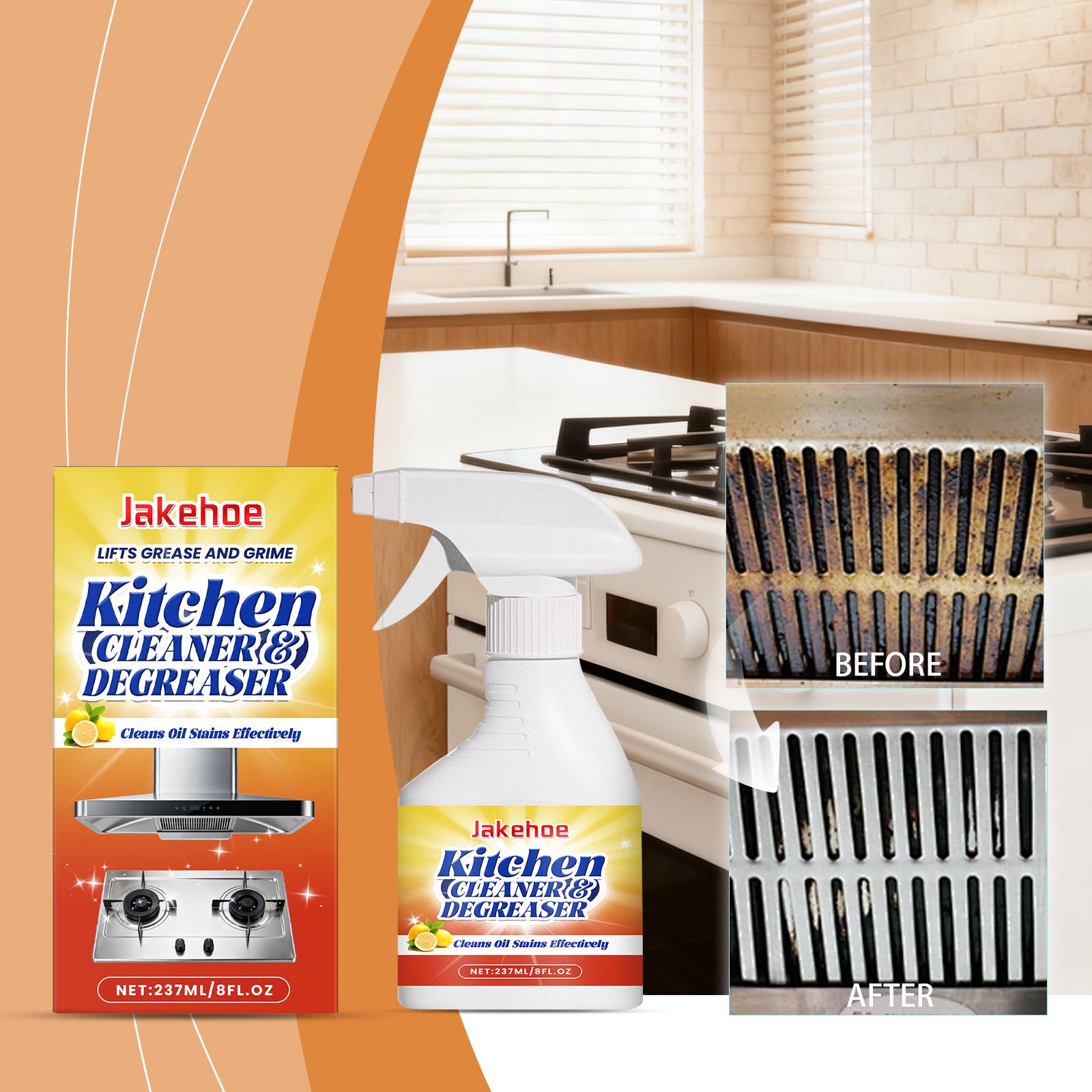 Kitchen Degreaser Foam Spray For Stove Hood And Countertop Oil Stain Cleaning Home Use