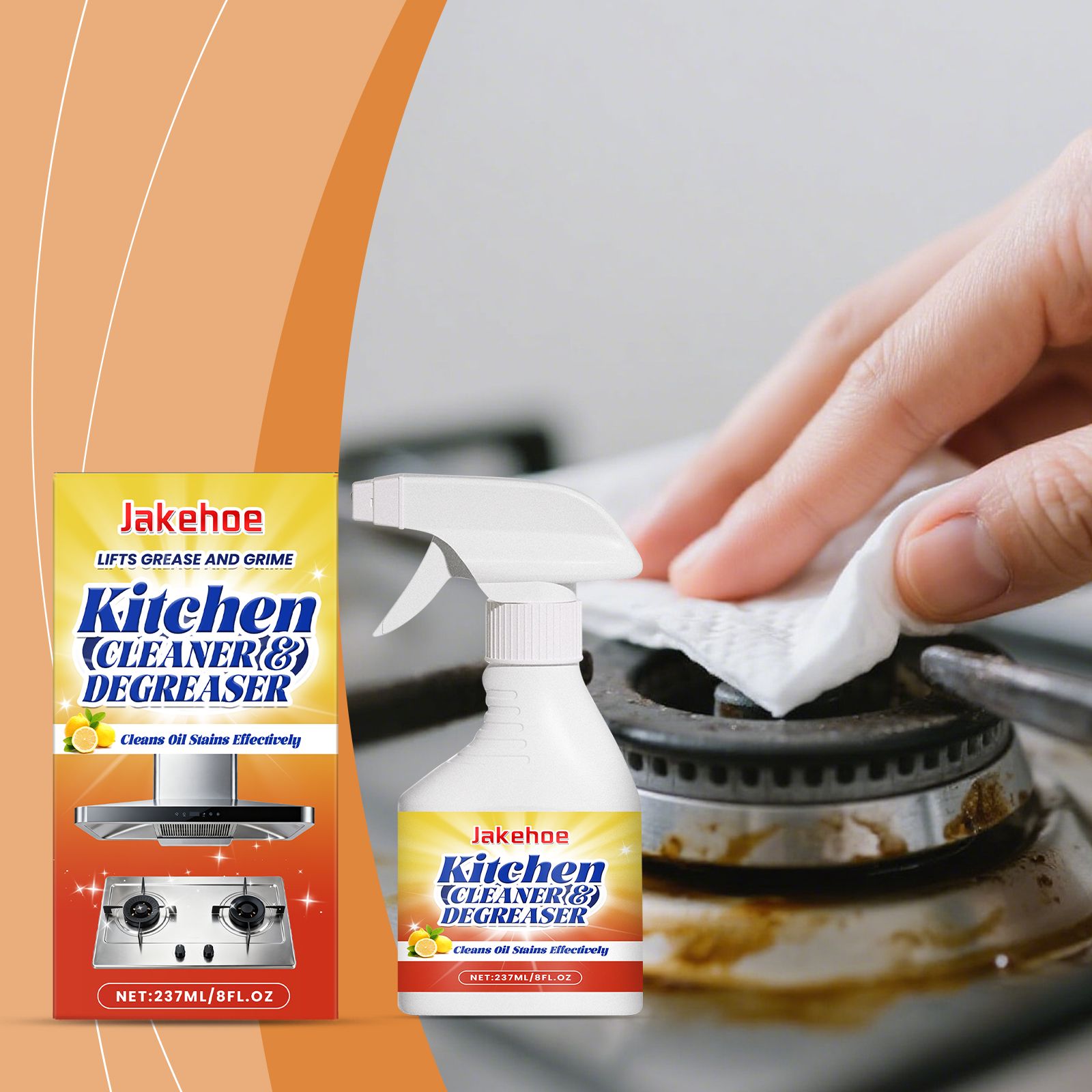 Kitchen Degreaser Foam Spray For Stove Hood And Countertop Oil Stain Cleaning Home Use