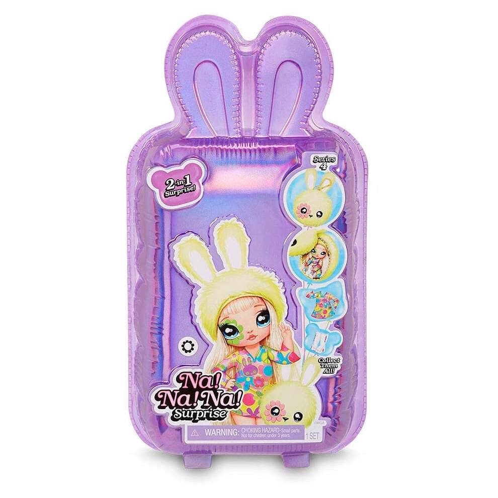Na! Na! Na! Surprise, 2-in-1 Pom Doll with 10 cm Plush and 20 cm Soft Doll, Keyring and