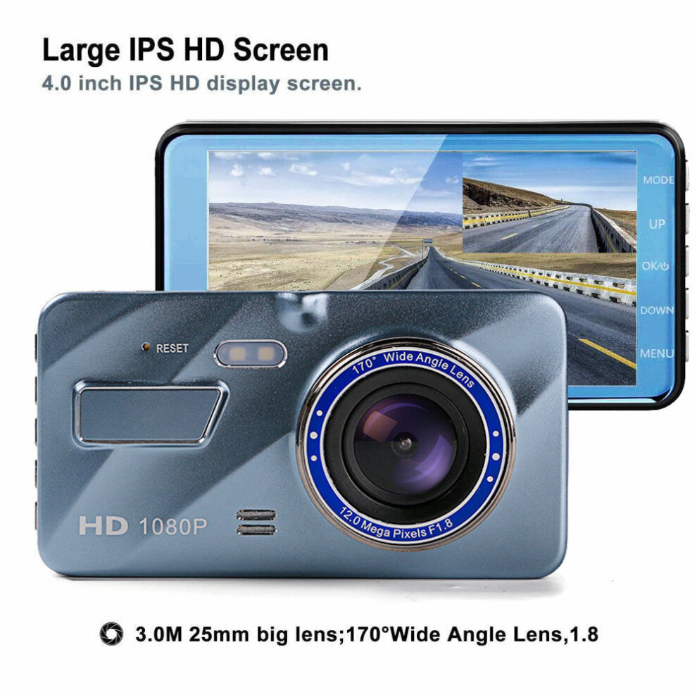 (IPS Touch Screen) 4-in Driving Recorder Dual Camera Reversing Image