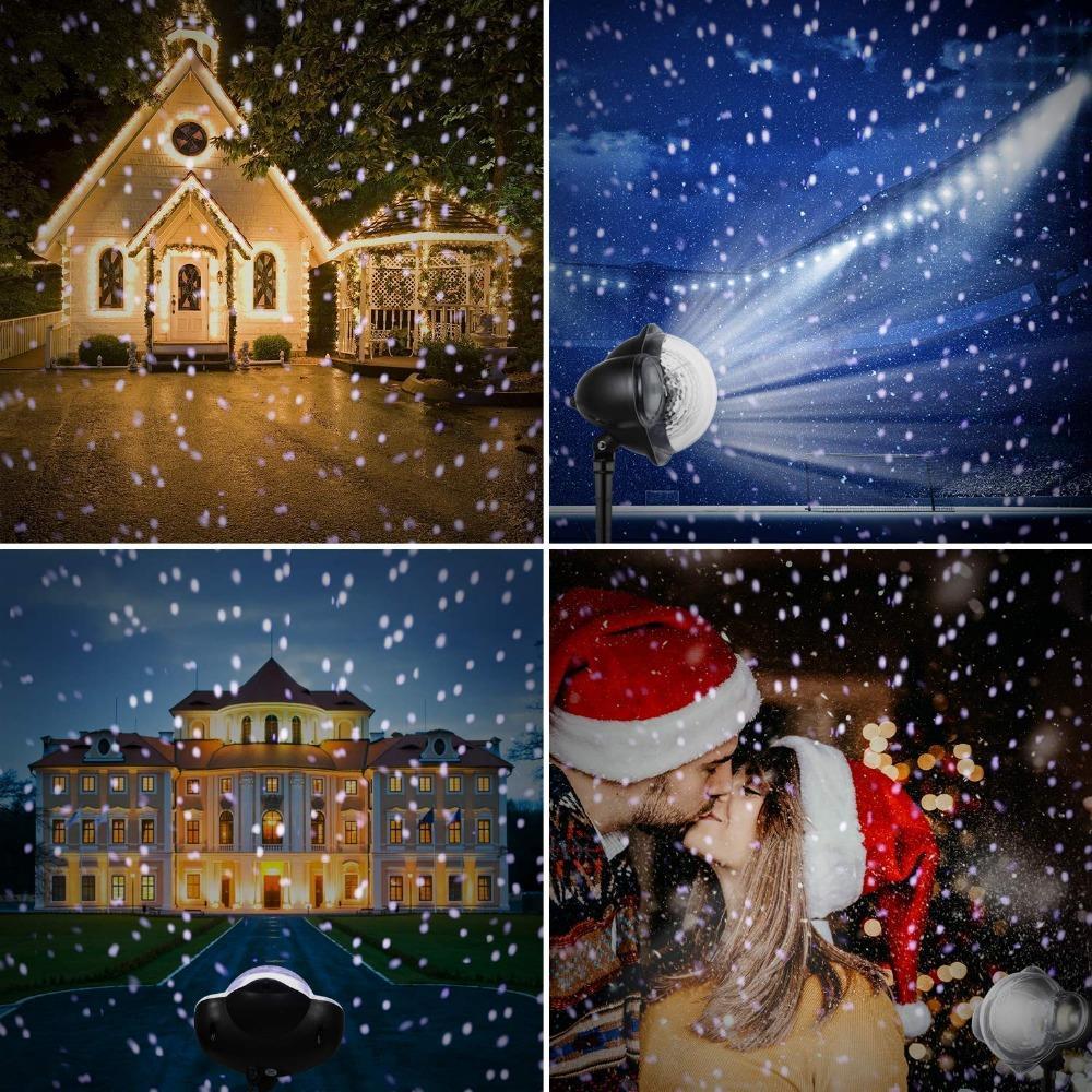 Christmas Projector Light LED Snowfall Light Rotating White Snowflake Waterproof with Wireless Remote Outdoor Indoor Use Holiday Xmas Halloween Party Wedding Patio Garden Decoration