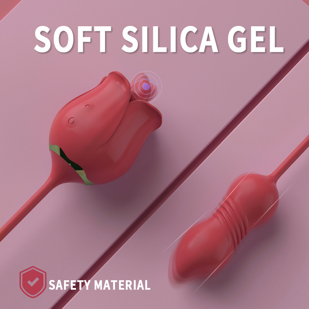 (Red) Rose Vibrators Sex Toys for Women Bullet Vibrator Dildo Adult Toys for Couples Tongue Licking Thrusting 3 in 1 Clitoral Nipple and G Spot Pulse Stimulating Waterproof Rechargeable