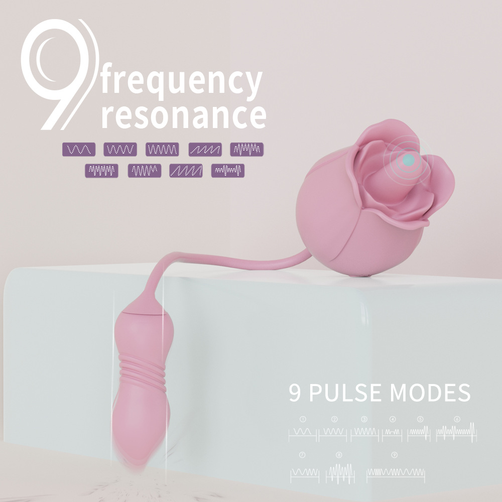 (Red) Rose Vibrators Sex Toys for Women Bullet Vibrator Dildo Adult Toys for Couples Tongue Licking Thrusting 3 in 1 Clitoral Nipple and G Spot Pulse Stimulating Waterproof Rechargeable