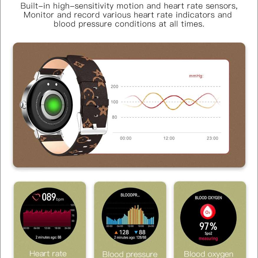 NFC Function Bluetooth Calls Music 1.28 Inch New Colorful Light Smart Watch Women