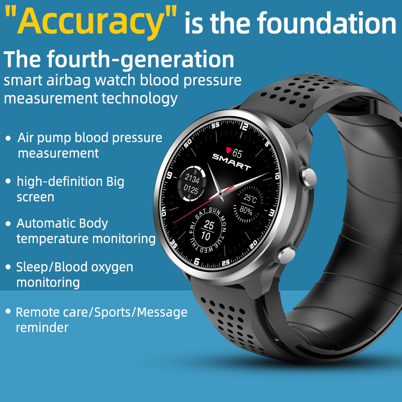 Smart Watch Airbag Air Pump True Accurate Blood Oxygen Pressure Heart Rate Health Body Temperature Smartwatch For Men Women