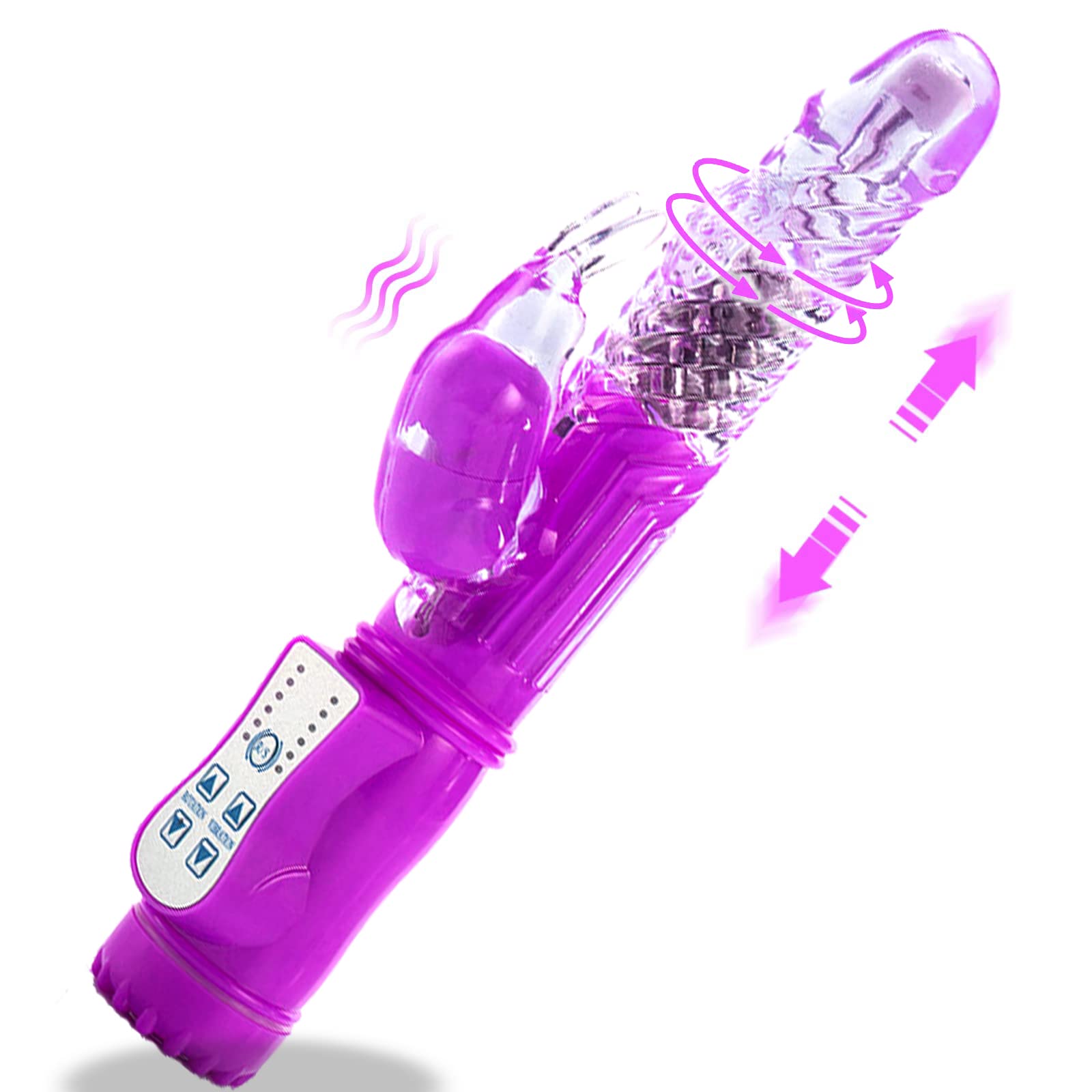 Rabbit Vibrator Electric Massage Realistic Dildo Rotation Dual Motor Vibrating Sex Toys for Clitoris G-spot Stimulation