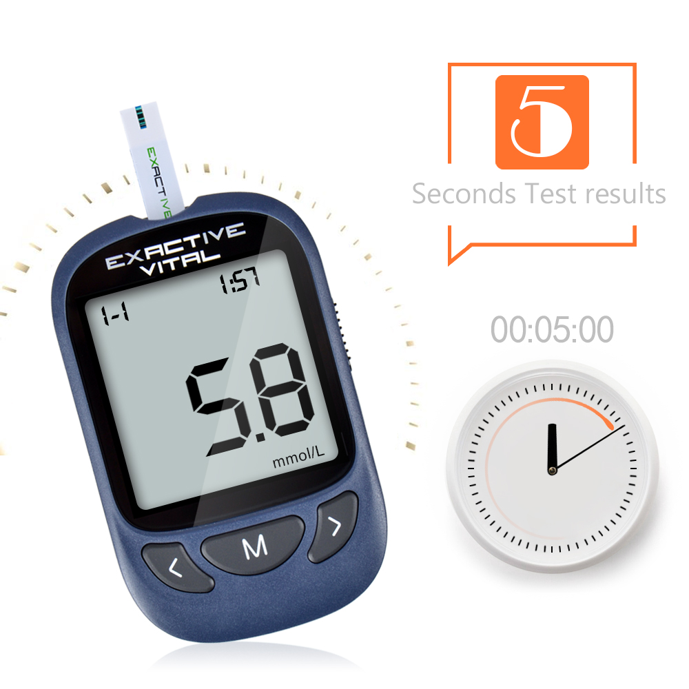 (mg/dL+50X test paper+50X needles) EXACTIVE VITAL Blood Glucose Set Test Meter With Diabetes Test Strip mg/DL