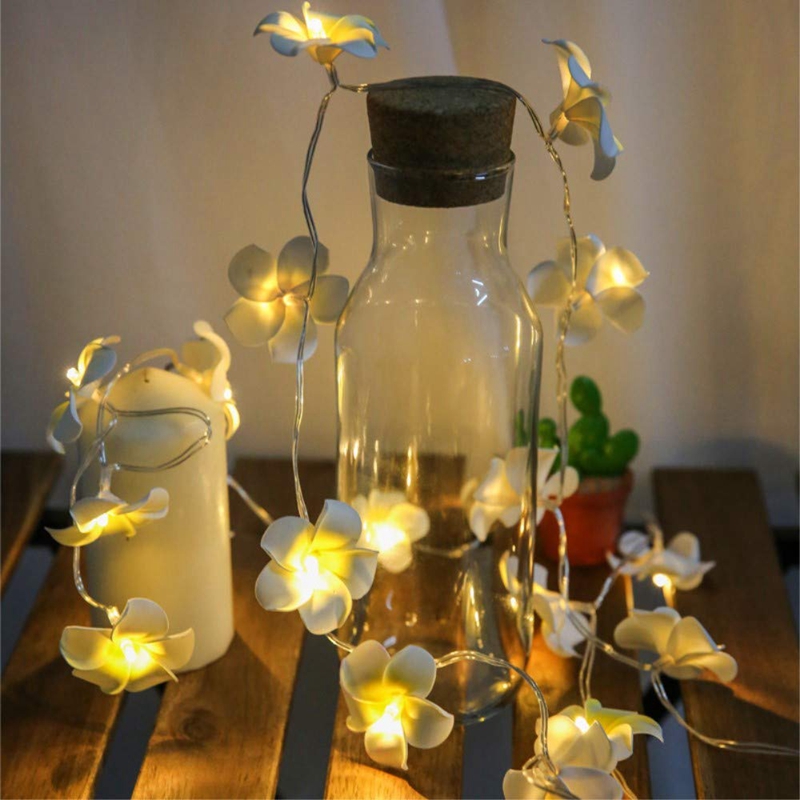 Artificial Plumeria Flower Led String Lights Battery Fairy Lights for Bedroom Home Wedding Hawaiian Luau Party Decor