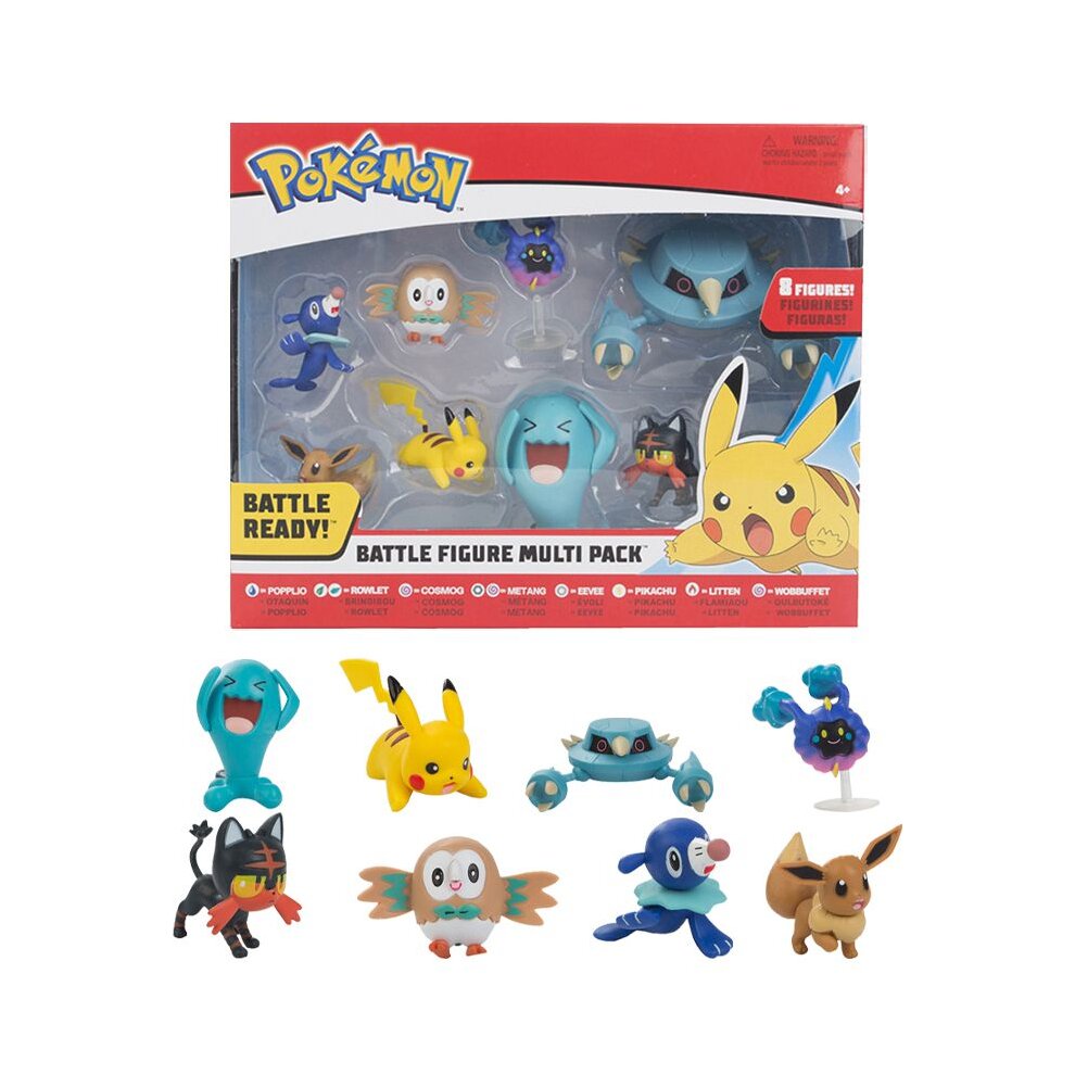 8pcs Set Pokemon Battle Figure Multi Pack Pikachu Eevee Wobbuffet Toys Gifts