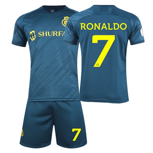 (Kids 16) Riyadh Al Nassr Ronaldo No. 7 Away Jersey Soccer Jersey Kits For Kids Adults