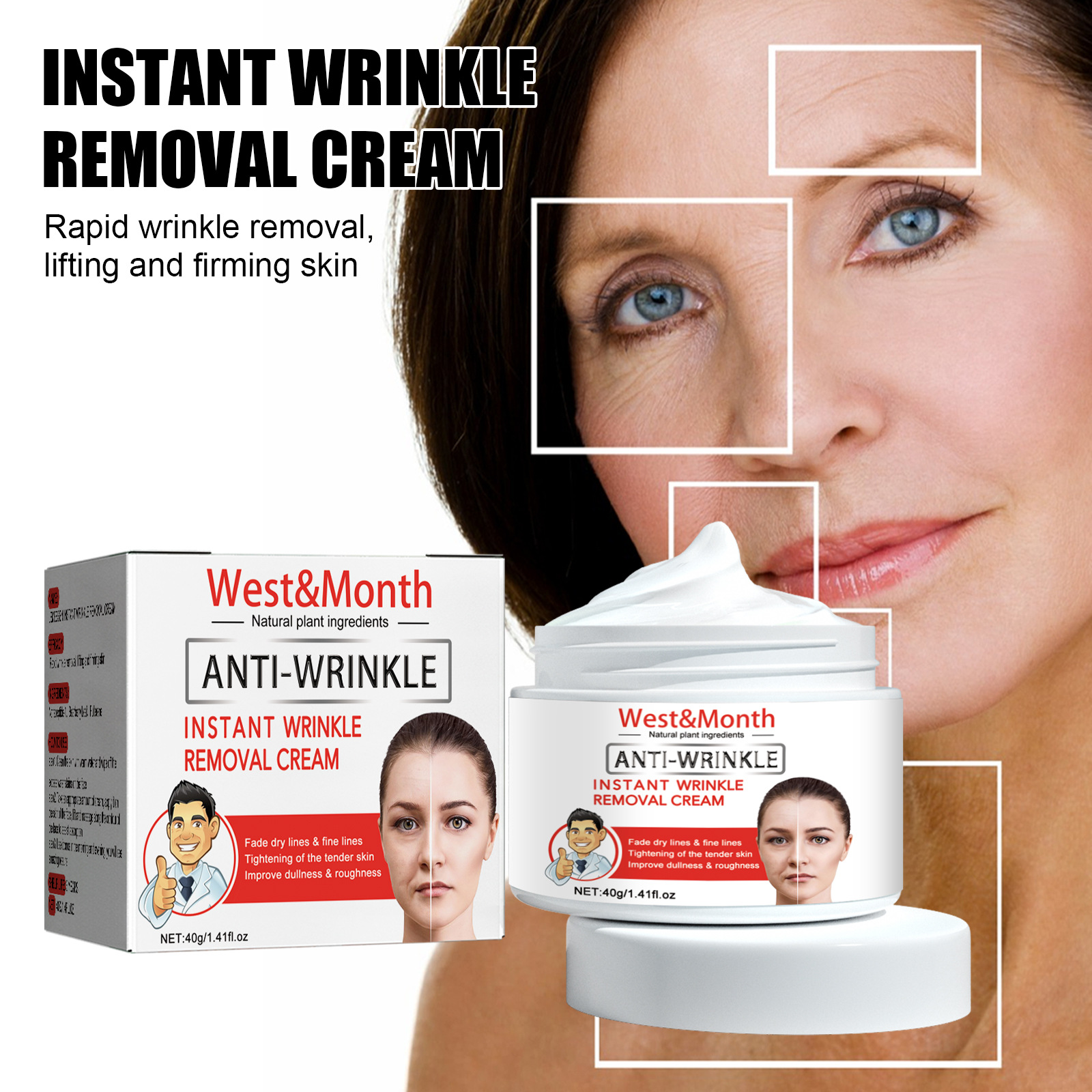 Instant Wrinkle Removal Cream Anti-aging Face Moisturizer Lifting Firming Tightening Facial Cream Fade Fine Lines Skin Smooth Skin Care Product