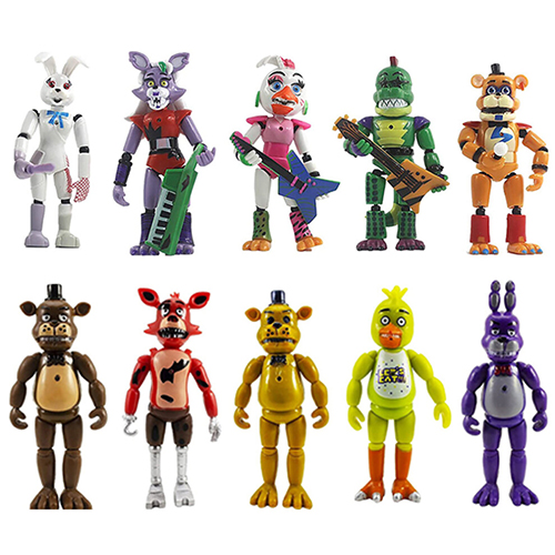 FNAF Action Figures Five Nights at Freddy Action Figures Toys Dolls Cake Toppers Horror Action FNAF Figures Movable Joints for Kids Gifts 10pcs Set