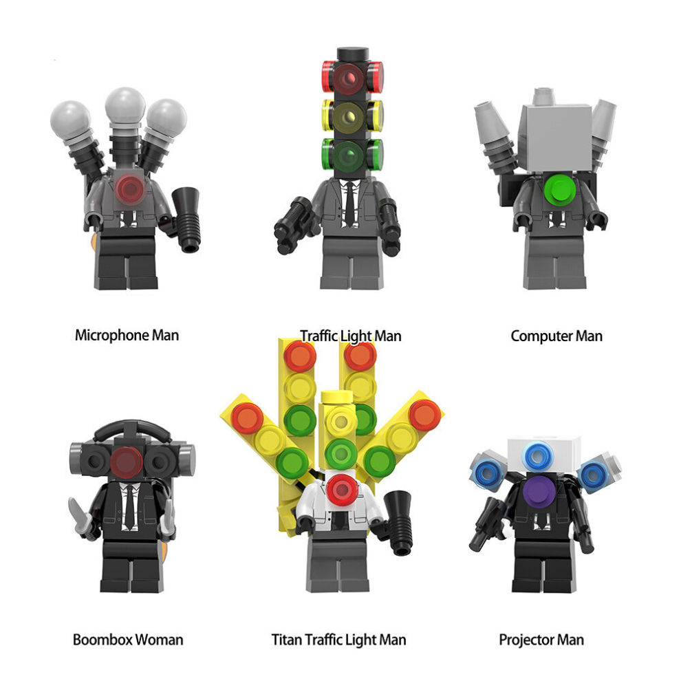 Skibidi Toilet Minifigure Super Titan Man Building Blocks Toys 6Pcs Set Anime Bricks Model Toy Mini Action Figures Fit LEGO Best for Kid Birthday Gifts